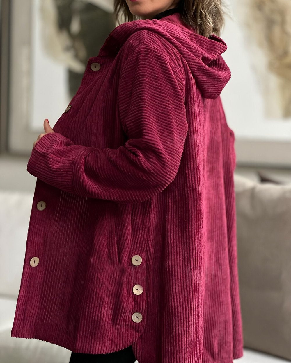 Priscilla | Chic Corduroy Hooded Jacket