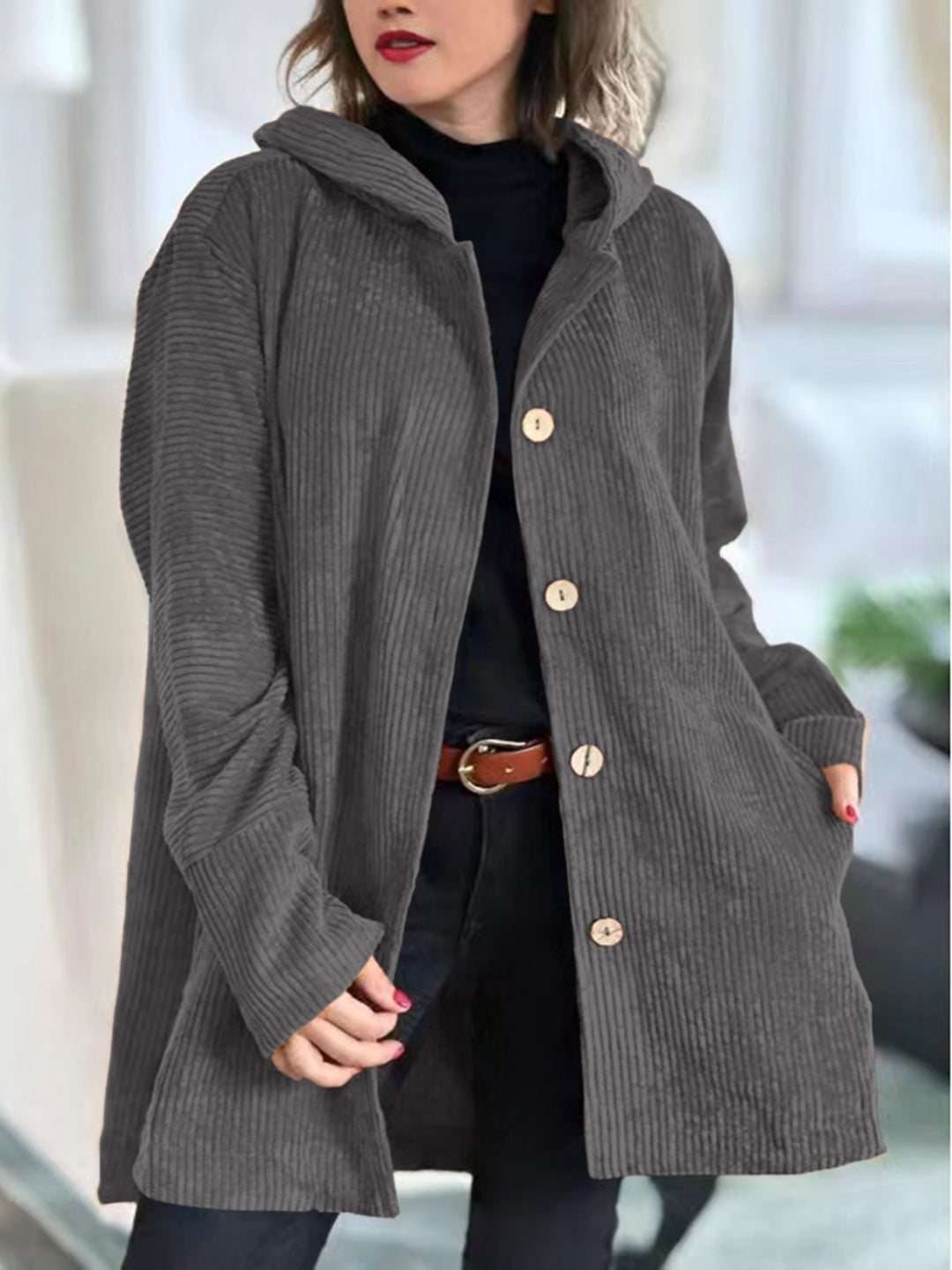 Priscilla | Chic Corduroy Hooded Jacket