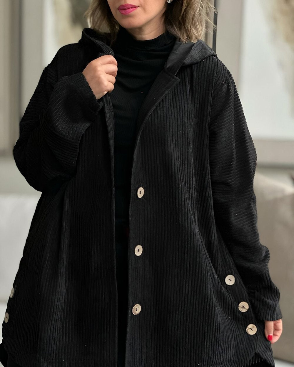 Priscilla | Chic Corduroy Hooded Jacket