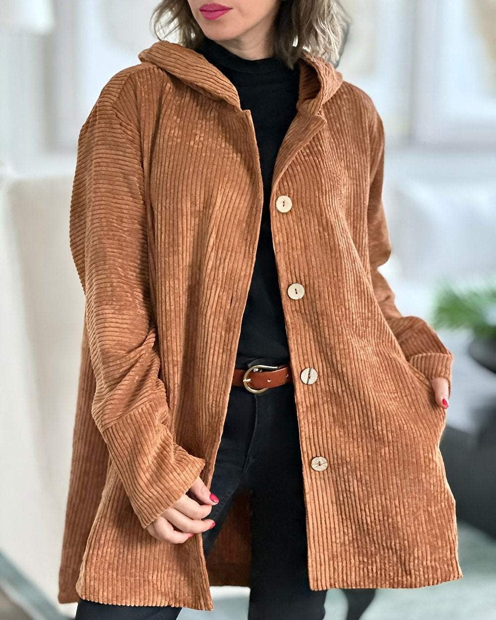 Priscilla | Chic Corduroy Hooded Jacket