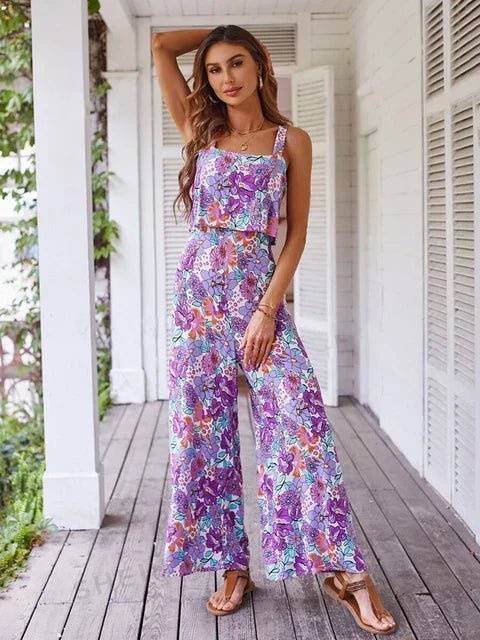 Susan & Lily| Floral Wide-leg Jumpsuit