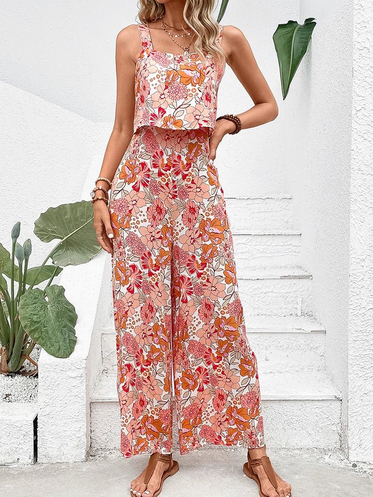 Susan & Lily| Floral Wide-leg Jumpsuit