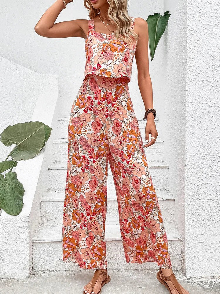 Susan & Lily| Floral Wide-leg Jumpsuit