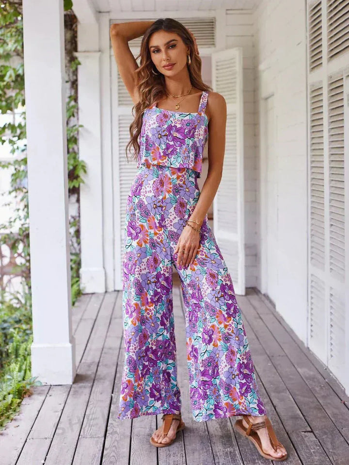 Susan & Lily| Floral Wide-leg Jumpsuit