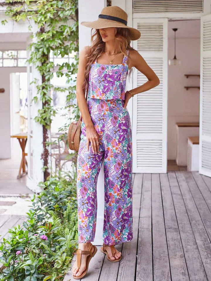 Susan & Lily| Floral Wide-leg Jumpsuit