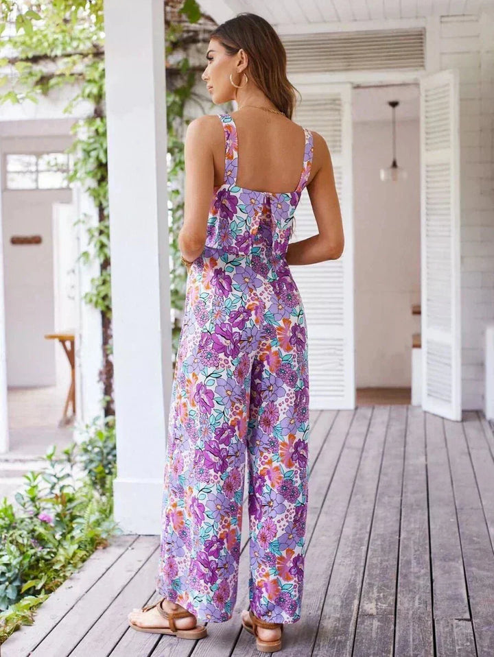 Susan & Lily| Floral Wide-leg Jumpsuit